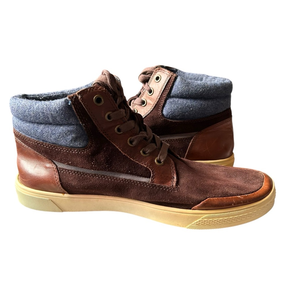 Red Saks Fifth Avenue Sneakers Shoes‎ Men's 8.5 Suede Leather Casual Brown Gray